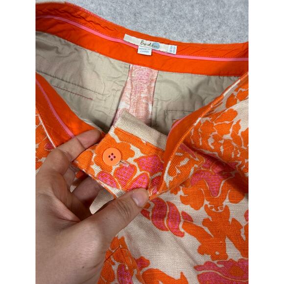 Boden Womens Size 6P Linen Cropped Orange Tan Printed Pants - Picture 12 of 12